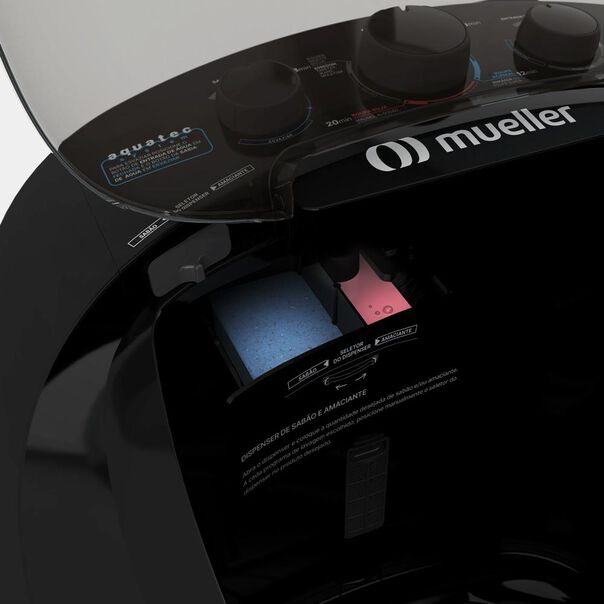 Tanquinho Máquina de lavar roupa Semiautomática Mueller Family com Aquatec 12kg Preta - 127V - Preto image number null