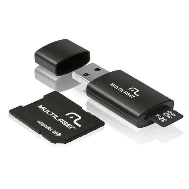 Adaptador 3 em 1 SD + Pen drive +Cartão De Memória Classe 10 32GB Preto Multilaser - MC113 MC113 image number null
