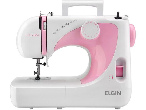Máquina de Costura Elgin Jx2040 Futura 10 Pontos  - Rosa e Branco - 110V image number null