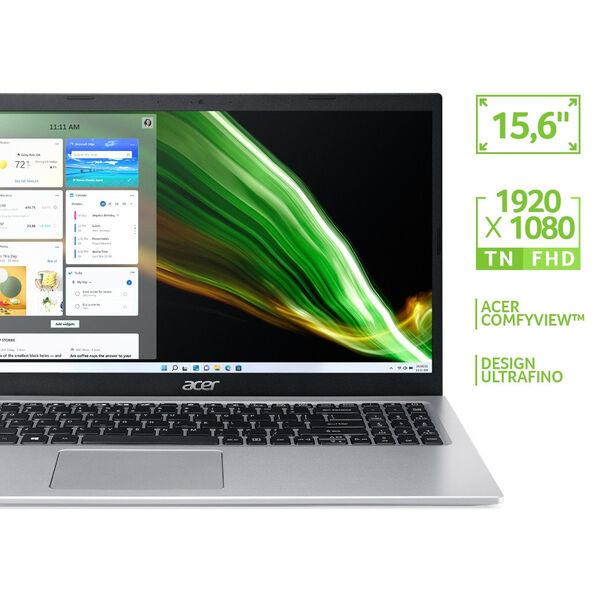 Notebook Acer Aspire 5 15.6 FHD I5-1135G7 SSD 256GB 8GB Nvidia MX350 2GB Windows 11 Prata Home A515-56G-519A - NX.AH4AL.00A image number null