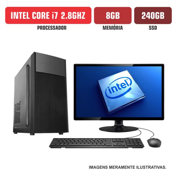 Computador  Spread Corp Intel Core i7 8GB SSD 240Gb Com Kit e DVDRW Monitor 19” Windows 10 image number null