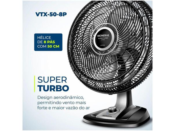 Ventilador de Mesa Mondial VTX-50 50cm 3 Velocidades - 220V image number null