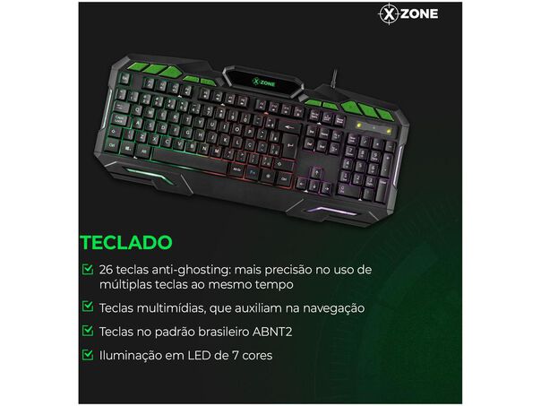 Kit Gamer Teclado Mouse Headset Mouse Pad XZONE GTC-02 image number null