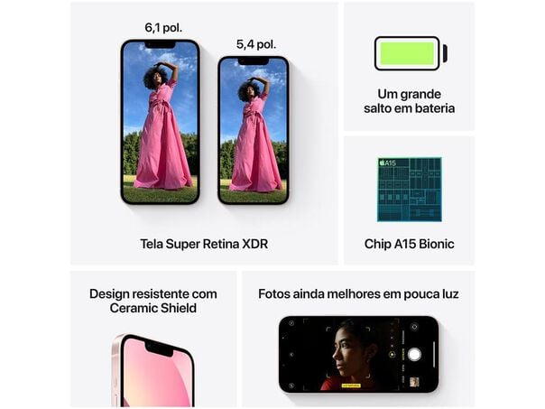 Apple iPhone 13 128GB Rosa Tela 6 1” 12MP  - 128GB - Rosa image number null