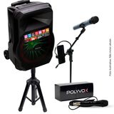 Kit Show Polyvox com Caixa Amplificada XC-715T + Tripé para Caixa + Microfone com Fio + Pedestal para Microfone