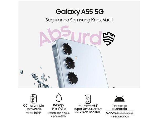 Smartphone Samsung Galaxy A55 128gb Rosa 5g 8gb Ram 6 6” Câm. Tripla + Selfie 32mp Dual Chip image number null