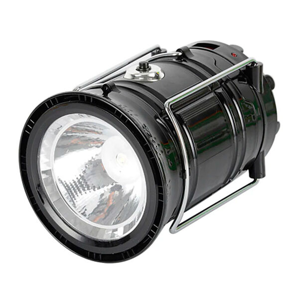 Lampião Lanterna Recarregável com USB ou Energia Solar cor Preto image number null