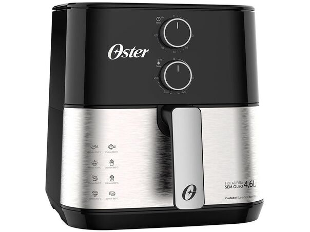 Fritadeira Elétrica sem Óleo-Air Fryer Oster Inox Compact Preta com Timer 4 6L - 220V image number null
