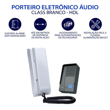 Porteiro Eletrônico Kit Hdl-Audio Class – Branco image number null