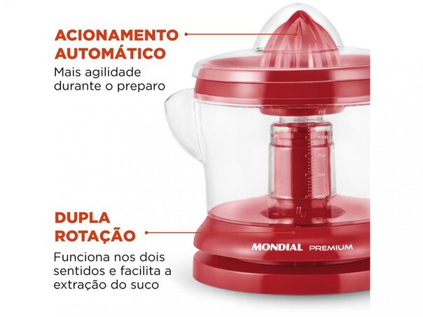 Espremedor de Frutas Mondial Red Premium E-23 30W 1 25L Vermelho - Vermelho - 220V image number null