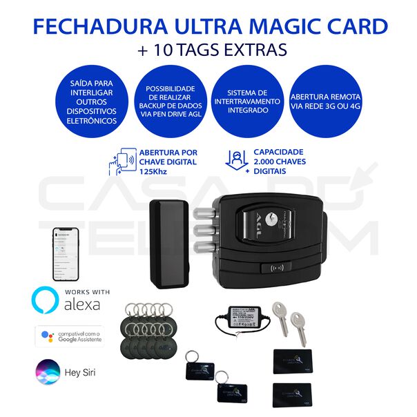 Fechadura Eletrônica Agl Wifi Ultra Magic Card - 10 Tags Extras image number null