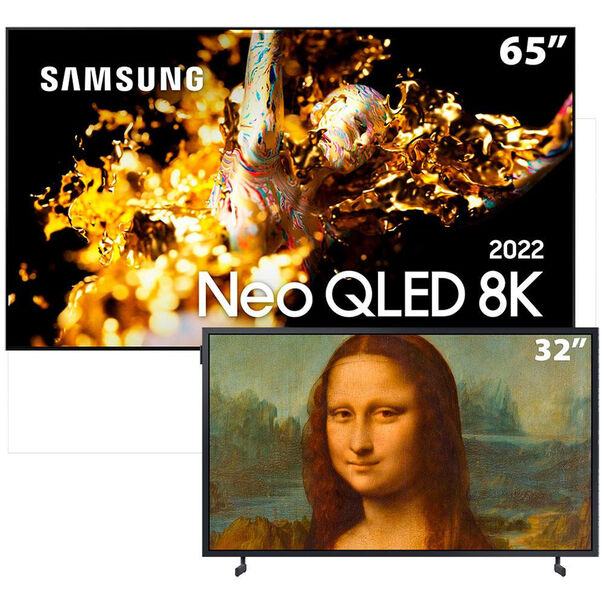 Smart TV 65 Pol Neo QLED 8K 65QN700B + Smart TV 32 Pol QLED Full HD  The Frame 32LS03B Samsung - Aço Escovado image number null