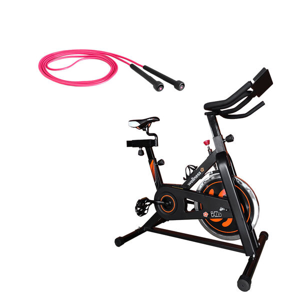 Combo Fitness - Bike Spinning Hb Painel 9kg Uso Residencial e Corda Plástica Fitness Rosa - ES1220K ES1220K image number null