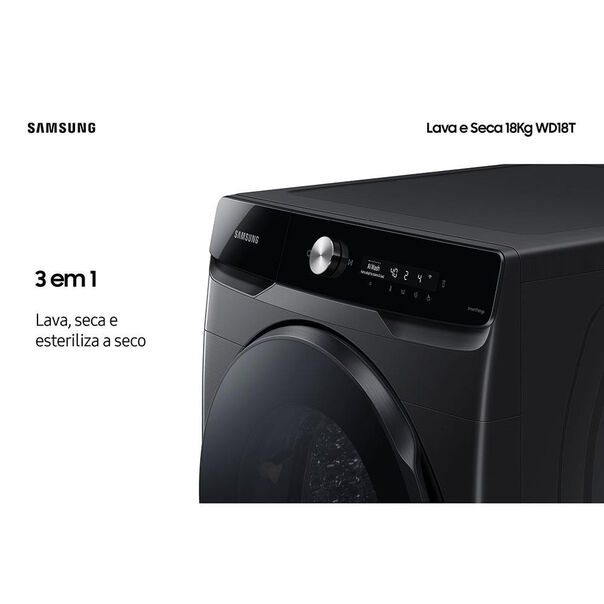 Lava e Seca Samsung WD18T Smart Wi-Fi WD18T6500GV-AZ 18-10kg - Preto - 110V image number null