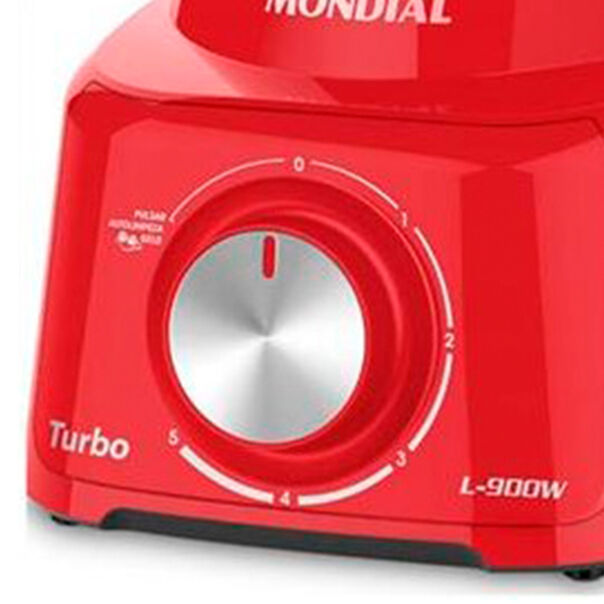 Liquidificador Turbo com 5 Velocidades 900W Mondial - Vermelho - 110V image number null