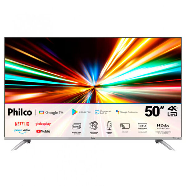 Smart Tv Dled 50 Uhd 4k Philco Ptv50g2sgtssbl Hdmi Usb Wi-fi Google Tv - Prata image number null