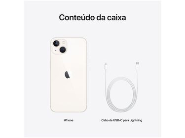 iPhone 13 Apple (128GB) Estelar + Carregador e Cabo