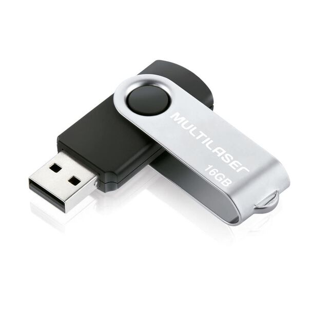 Pen Drive Multilaser Twist USB 2.0 16GB Preto e Prata PD588 image number null
