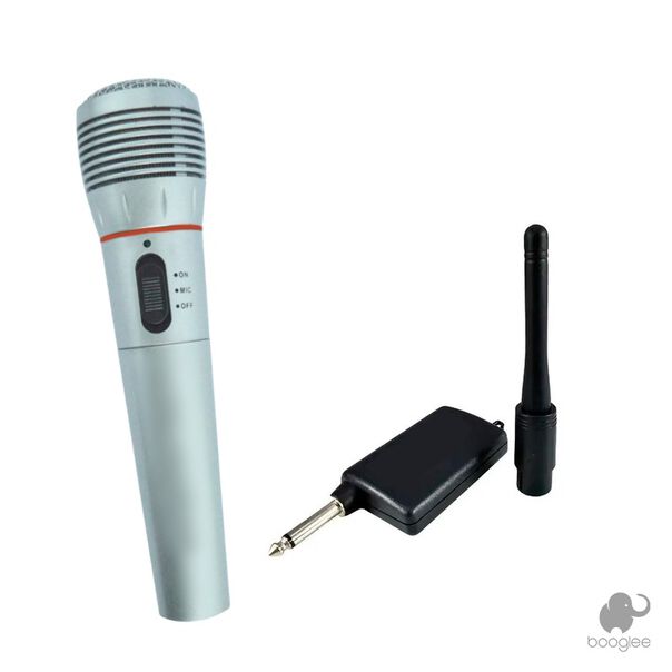 Microfone Sem Fio Profissional Completo Wireless Prata M-996W image number null
