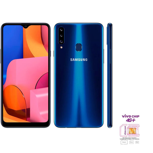 Smartphone Samsung Galaxy A20s Azul + Triplo Chip Vivo 4G Universal 2-3-4 Pré-Controle image number null