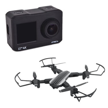 Combo Esporte - Drone New Shark Câmera Full HD FPV 80M 20Min e Câmera De Ação Action+Selfie 4k Wi-fi Atrio - ES3281K ES3281K image number null
