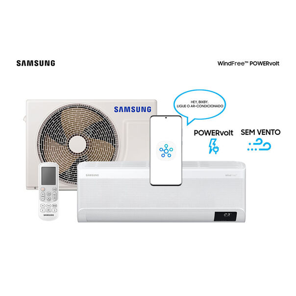 Ar Condicionado Hi Wall Samsung WindFree Powervolt Inverter 9.000 Btus Frio Bivolt image number null