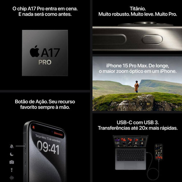 Apple iPhone 15 Pro 128 GB Titânio Preto - Bivolt image number null