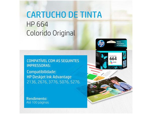 Cartucho de Tinta HP Colorido 664 Original image number null