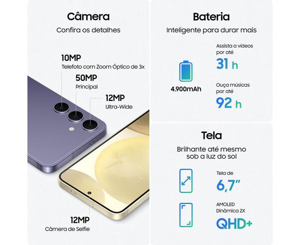 Smartphone Samsung Galaxy S24+ 6 7” Galaxy Ai 512gb Cinza 5g 12gb Ram Câm. Tripla 50mp + Selfie 12mp Bateria 4900mah Dual Chip image number null