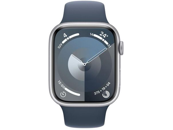 Apple Watch Series 9 Gps Caixa Prateada De Alumínio 45mm Pulseira Esportiva Azul-tempestade P-m  - Prateado image number null