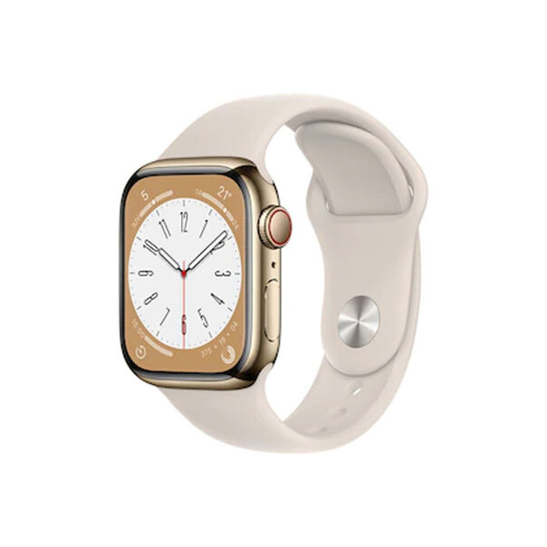 Apple Watch Series 8 GPS + Cellular Caixa de Aço Inoxidável 41mm Pulseira Esportiva Estelar - Dourado image number null