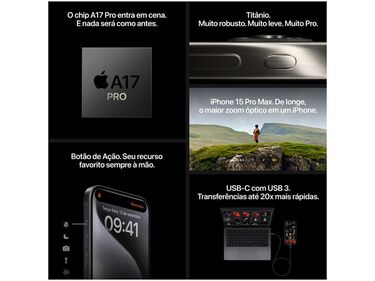 Apple iPhone 15 Pro 128GB Titânio Natural 6 1” 48MP iOS 5G  - 128GB - Titânio natural - iPhone 15 Pro - Tela 6 1” image number null