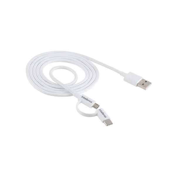 Cabo USB para Micro USB e USB-C 1 2m PVC branco Intelbras EUABC 12PB image number null