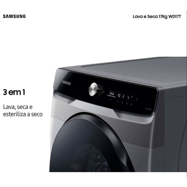 Lava e Seca Samsung WD17T Inox com Ecobubble e Lavagem Inteligente WD17T6300GP - 17-10 kg - 220V image number null