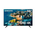 Smart TV 50Smart TV 50 UHD 4K Samsung 50CU7700. Processador Crystal 4K. Samsung Gaming Hub. Visual Livre de Cabos. Tela sem limites - Preto