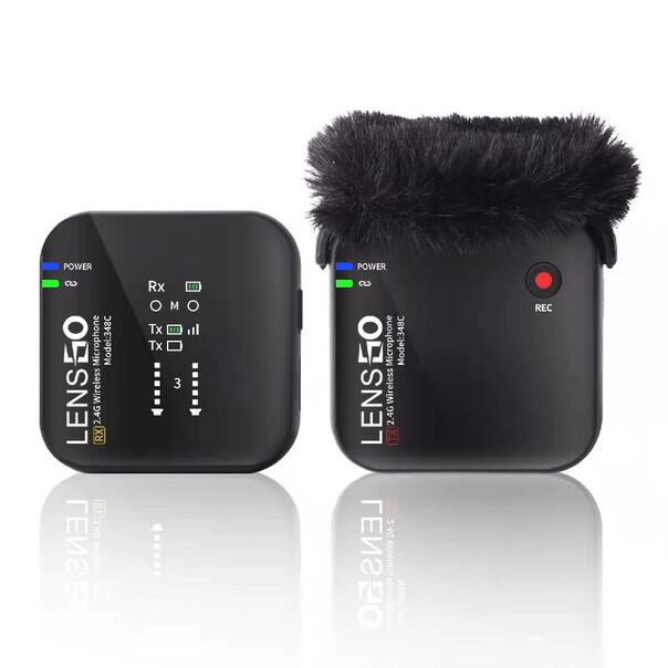 Sistema Microfone Sem Fio LensGo 348C Slim Wireless para Câmeras e Smartphones (Preto) image number null