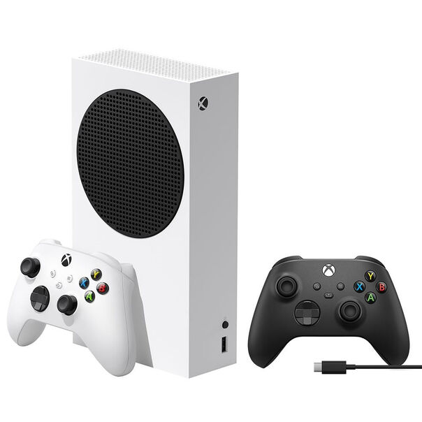 Console Xbox Series S 500GB + Controle Sem Fio Robot White + Controle Sem Fio Carbon Black + Cabo USB-C - Branco e Preto image number null