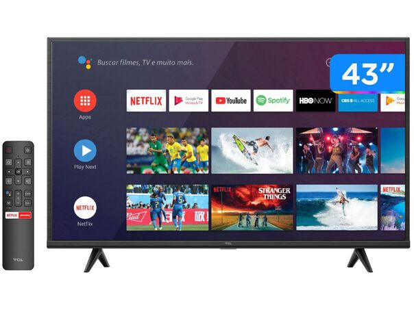 Smart TV 43” UHD 4K LED TCL 43P615 VA 60Hz Android Wi-Fi Bluetooth HDR 3 HDMI 1 USB - 43” image number null