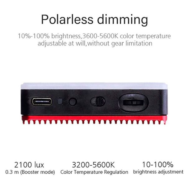 Iluminador Led Pocket Tolifo HF-96B Selfie Video Light 9W Ultra Fino Bi-Color com Bateria Interna image number null