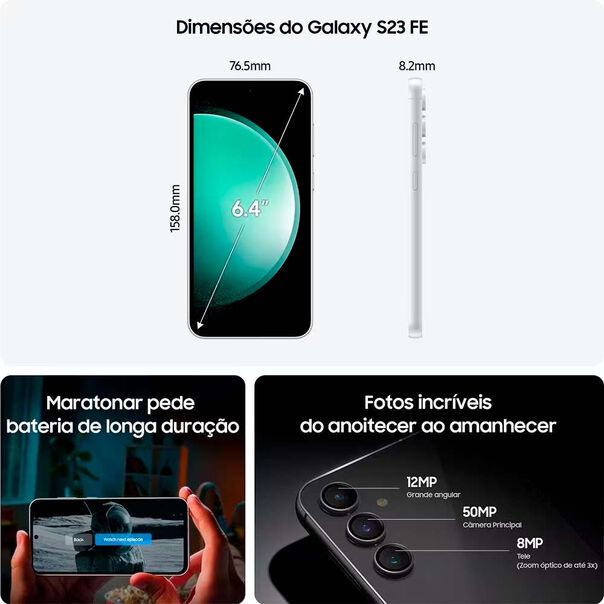 Smartphone Samsung Galaxy S23 FE 5G com 256 GB e 8 GB RAM - Creme - Bivolt image number null