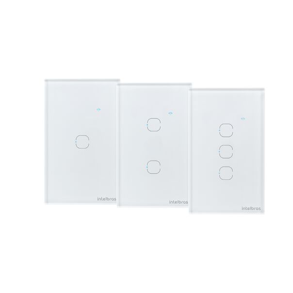 Kit 3 Interruptores Touch Inteligentes de 1  2 e 3 Teclas Branco image number null