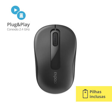 Mouse Rapoo 2.4 ghz Black s- Fio Pilha Inclusa M10 - RA007 RA007 image number null