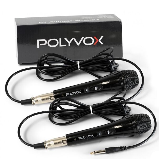 2 Microfones Dinâmicos Profissionais Preto com Fio Polyvox image number null