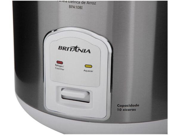 Panela de Arroz Elétrica Britânia Tamanho Família BPA10BI 700W 10 Xícaras Branca - Branco e Cinza - 110V image number null
