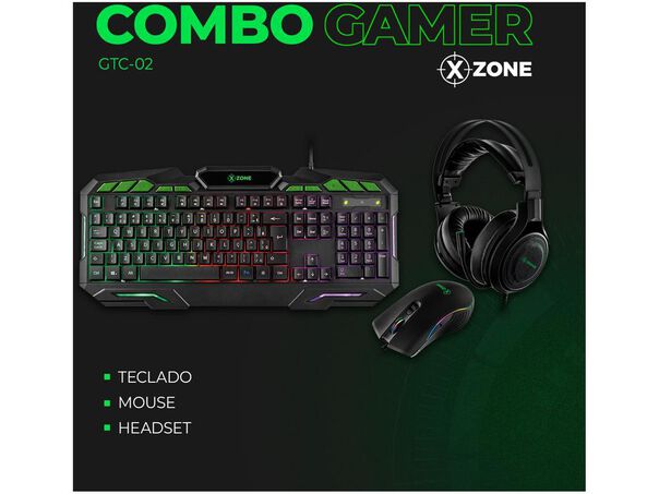 Kit Gamer Teclado Mouse Headset Mouse Pad XZONE GTC-02 image number null