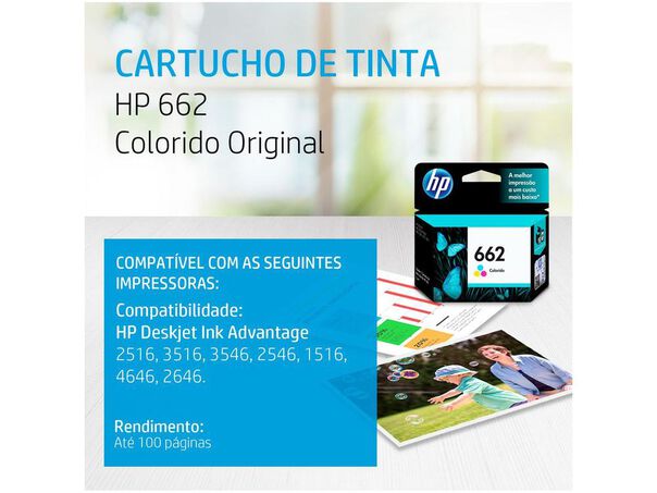 Cartucho de Tinta HP 662 Colorido Original image number null