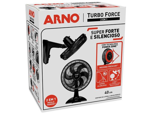 Ventilador 2 em 1 Arno Turbo Force VF42 40cm 6 Pás 3 Velocidades Preto - 220V image number null