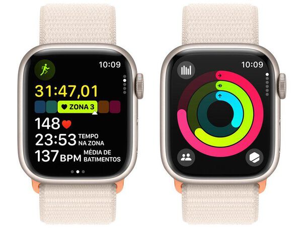 Apple Watch Series 9 GPS + Cellular Caixa de Alumínio 41mm Pulseira Loop Esportiva (Neutro em Carbono) Estelar image number null