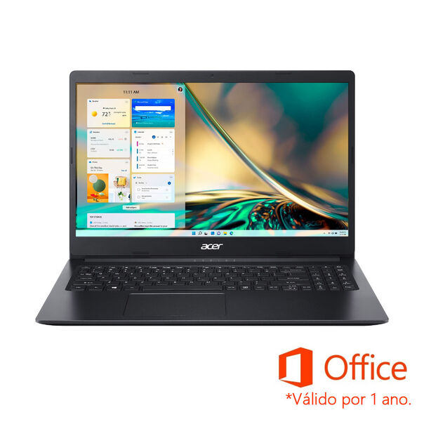Notebook Acer Aspire 3 15.6 HD Celeron N4020 128 SSD 4GB Windows 11 Home + Assinatura Office 12 meses - A315-34-C2BV - Preto image number null
