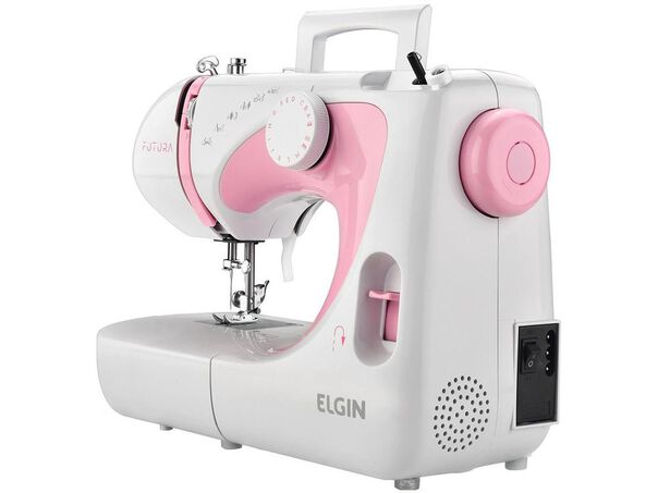 Máquina de Costura Elgin Jx2040 Futura 10 Pontos  - Rosa e Branco - 110V image number null